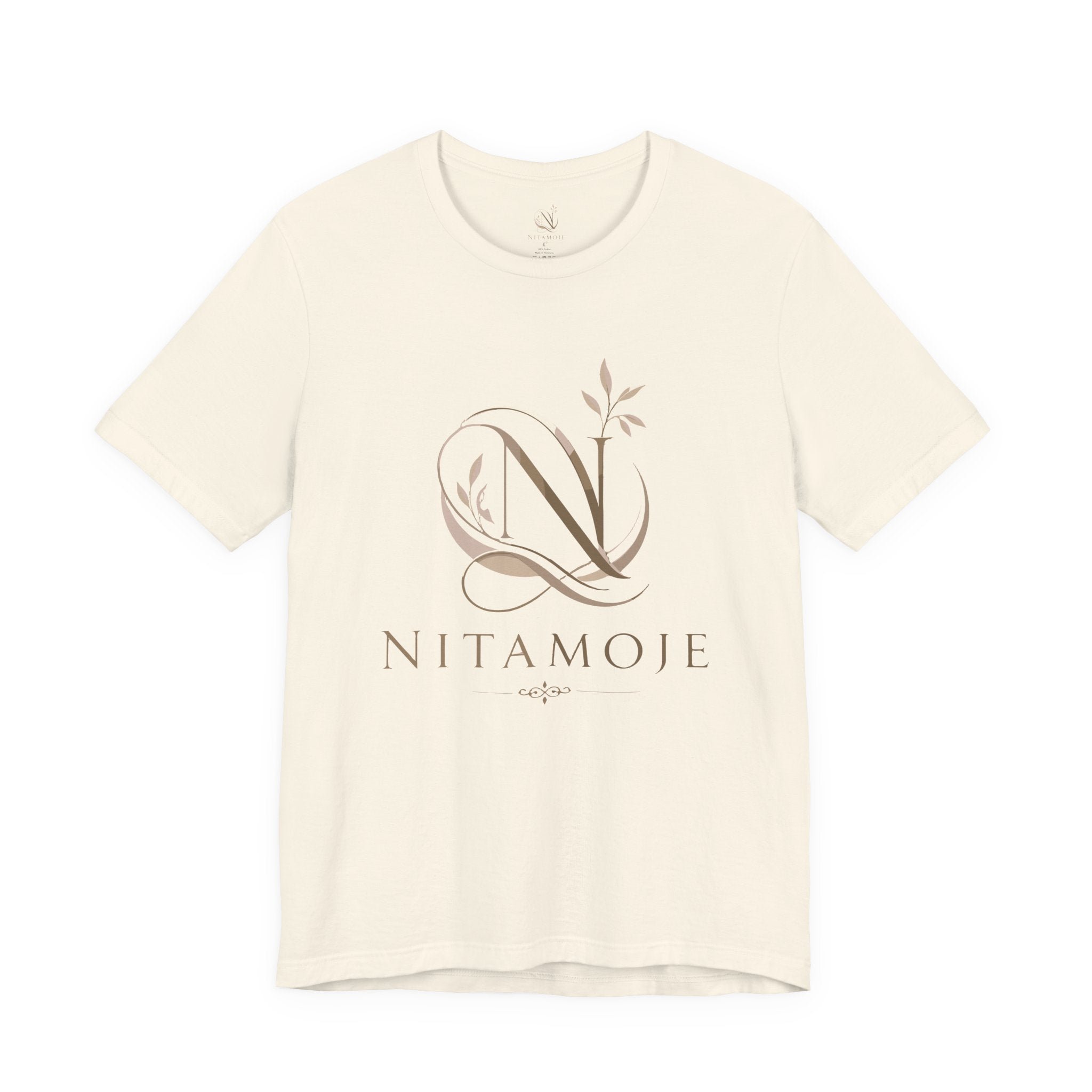 NITAMOJE Monogram Logo Tee — Elegant Botanical Letter N T-Shirt