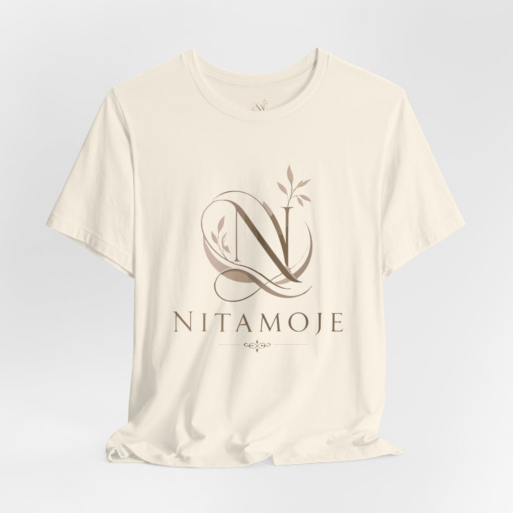 NITAMOJE Monogram Logo Tee — Elegant Botanical Letter N T-Shirt