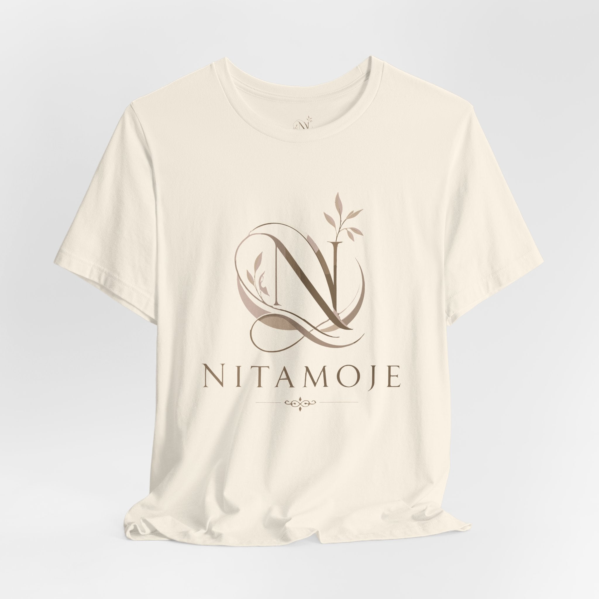 NITAMOJE Monogram Logo Tee — Elegant Botanical Letter N T-Shirt