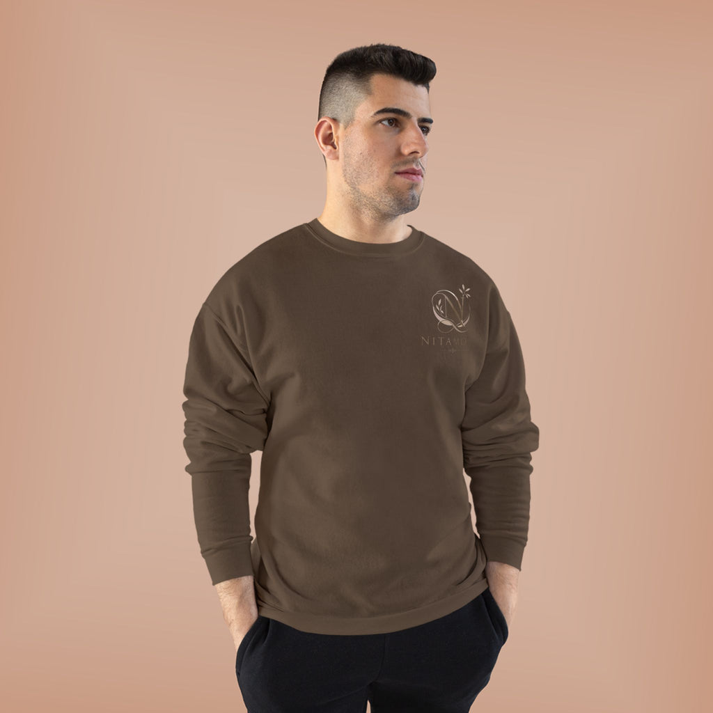 Minimalist 'Meant to B' Crewneck Sweatshirt — Subtle Floral Logo - Nitamoje