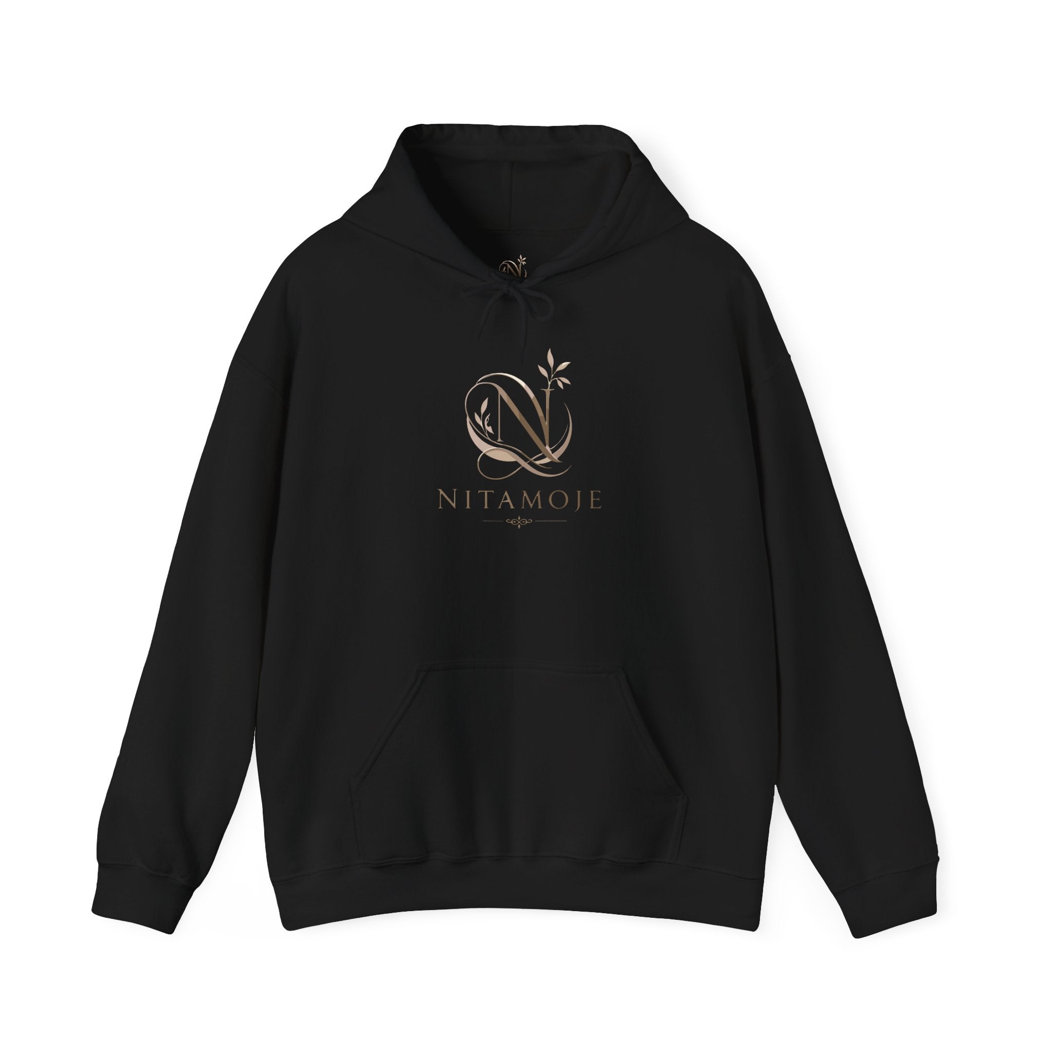 NITAMOJE Floral Monogram Hoodie — Elegant Neutral Logo Pullover