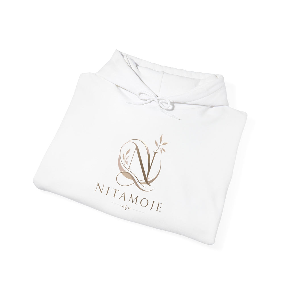 NITAMOJE Floral Monogram Hoodie — Elegant Neutral Logo Pullover