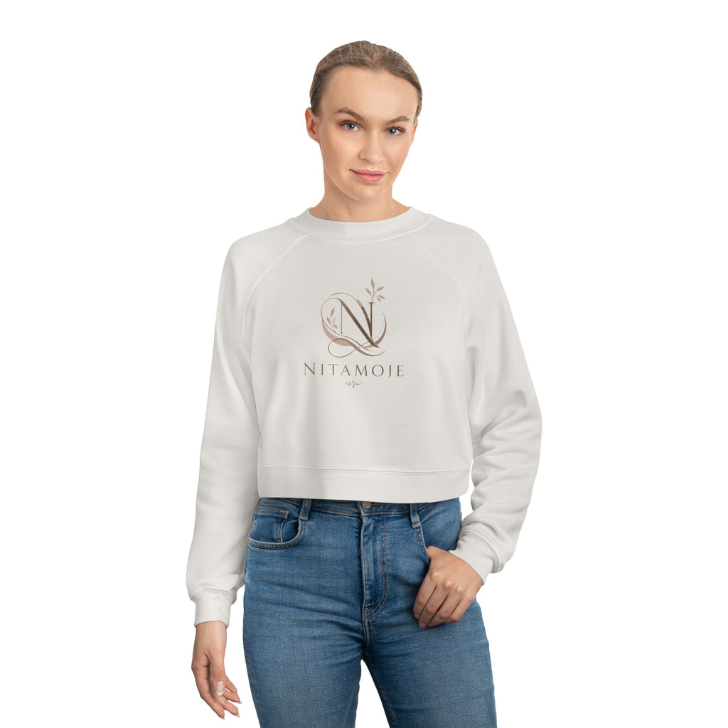 Cropped Fleece Pullover — Minimal Neutral Logo Sweatshirt for Women
