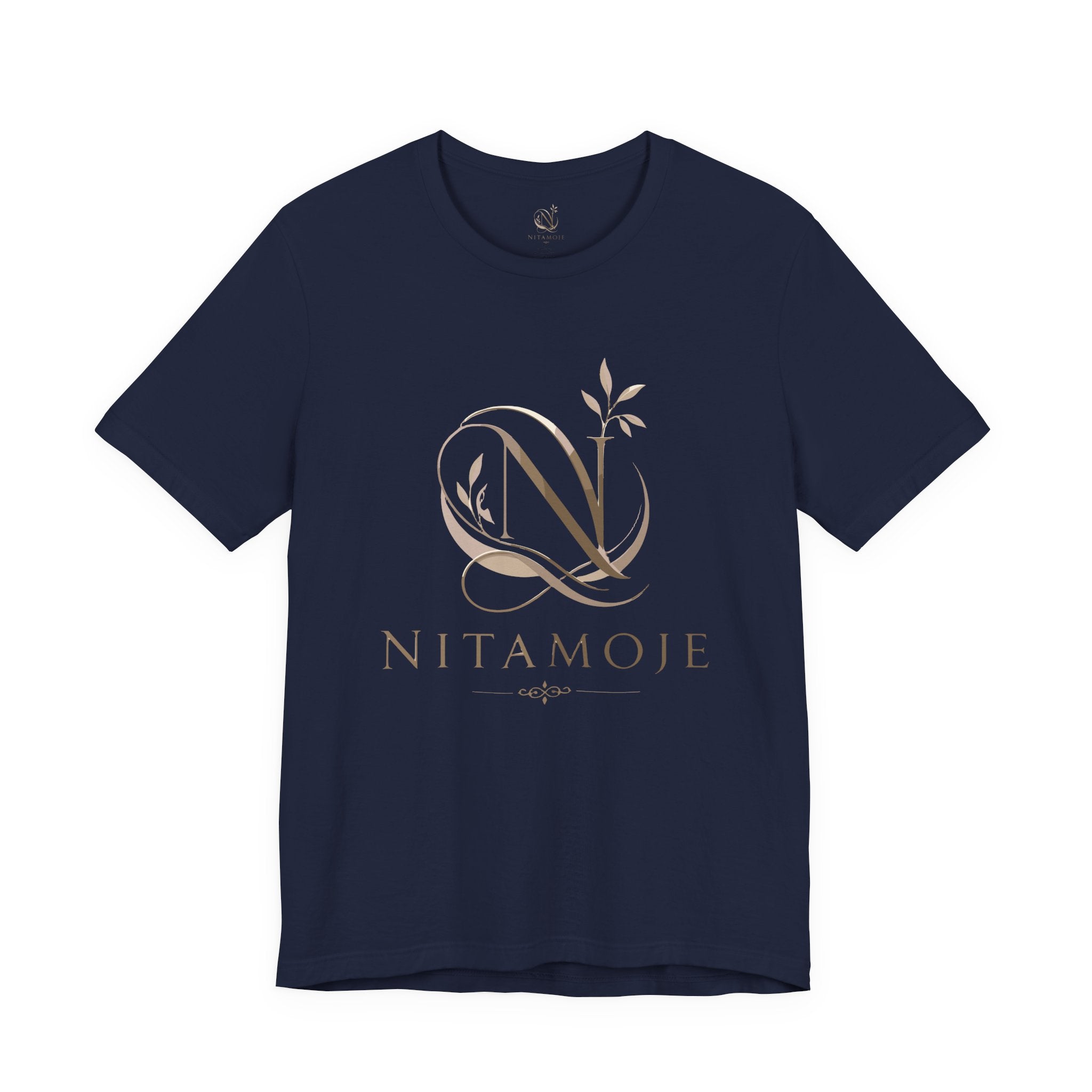 NITAMOJE Monogram Logo Tee — Elegant Botanical Letter N T-Shirt
