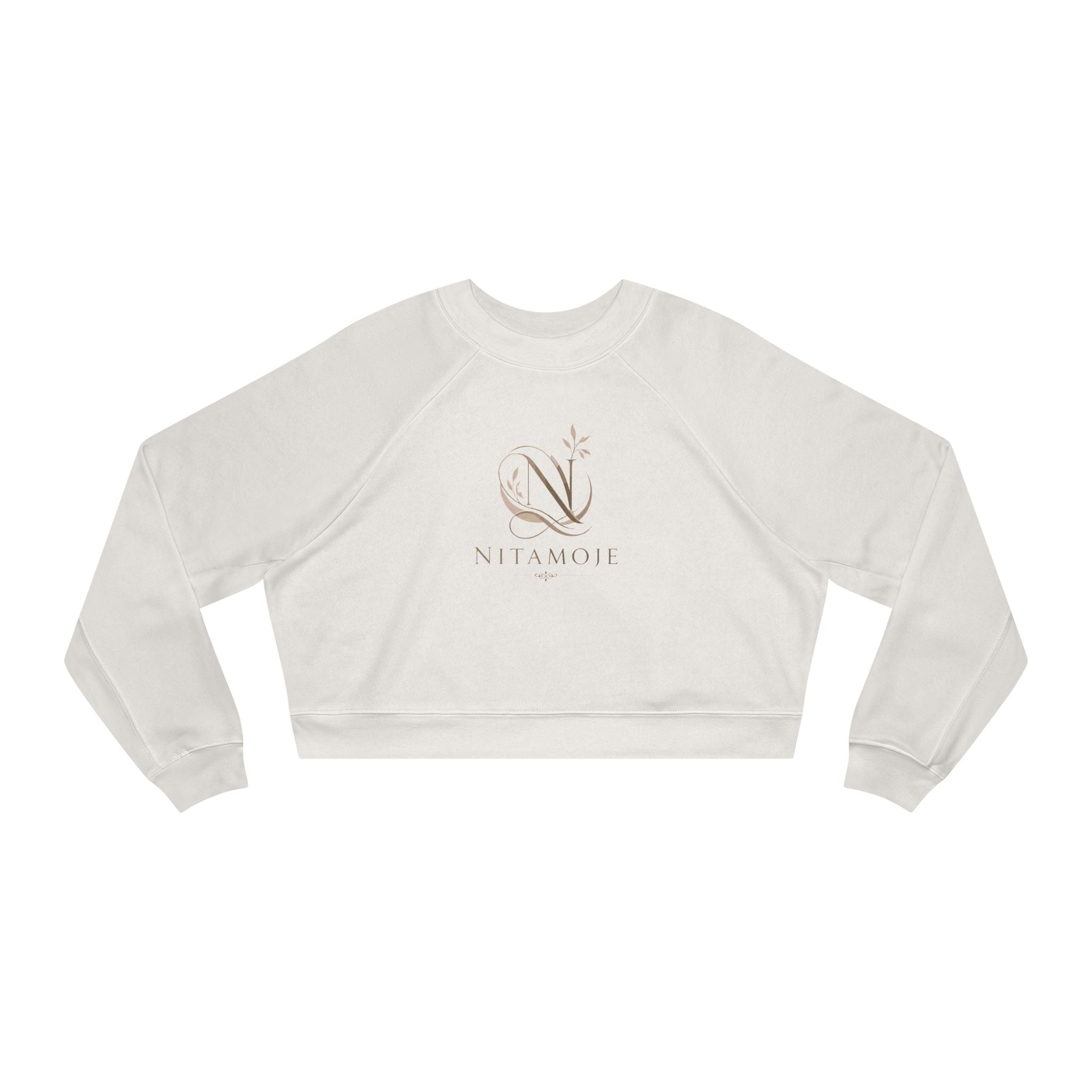 Cropped Fleece Pullover — Minimal Neutral Logo Sweatshirt for Women