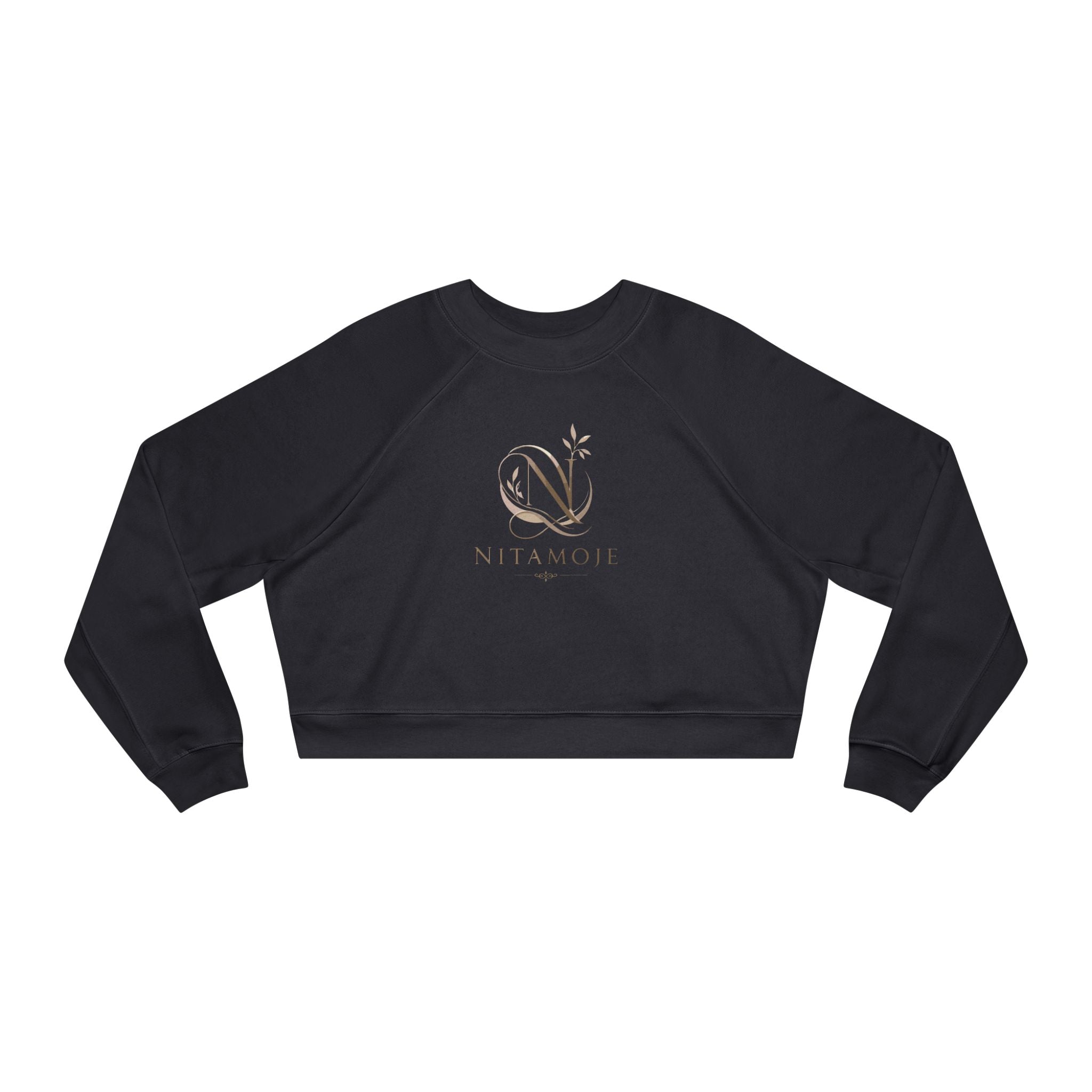 Cropped Fleece Pullover — Minimal Neutral Logo Sweatshirt for Women