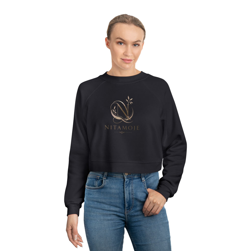 Cropped Fleece Pullover — Minimal Neutral Logo Sweatshirt for Women