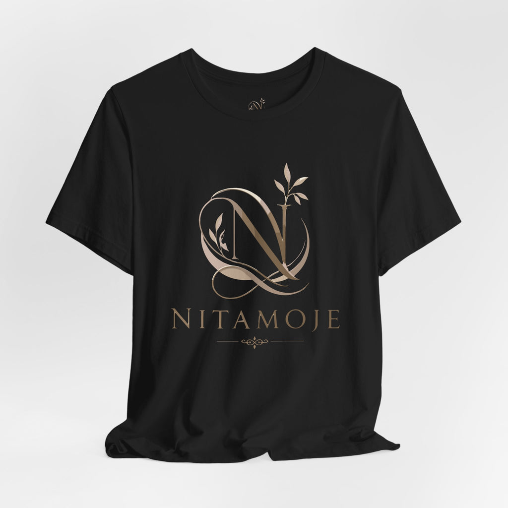 NITAMOJE Monogram Logo Tee — Elegant Botanical Letter N T-Shirt