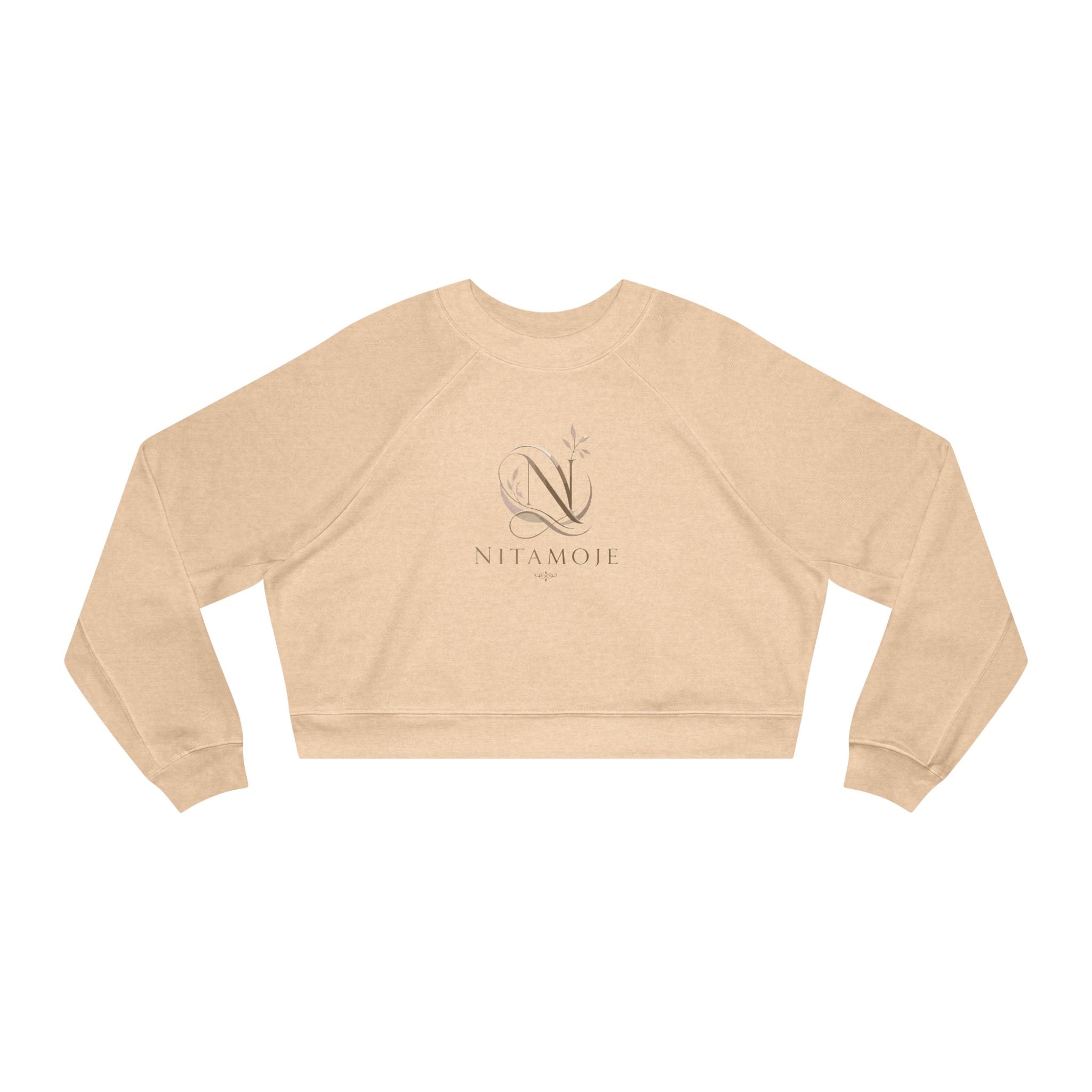 Cropped Fleece Pullover — Minimal Neutral Logo Sweatshirt for Women
