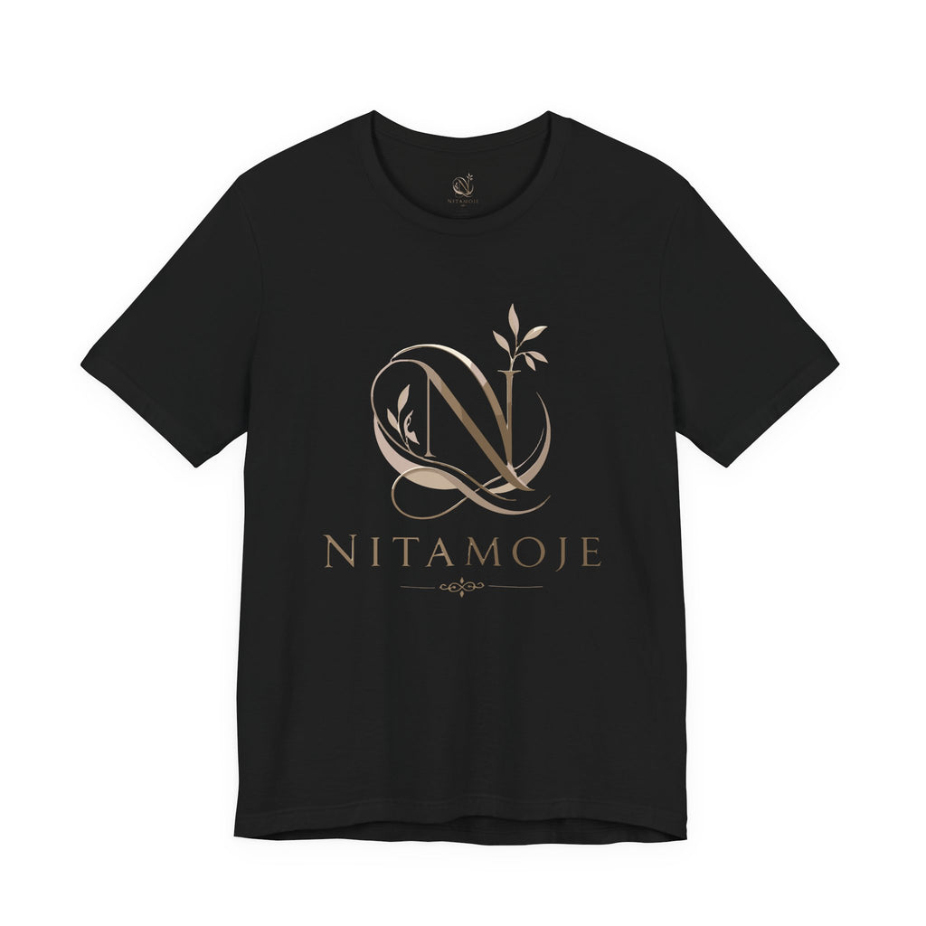 NITAMOJE Monogram Logo Tee — Elegant Botanical Letter N T-Shirt