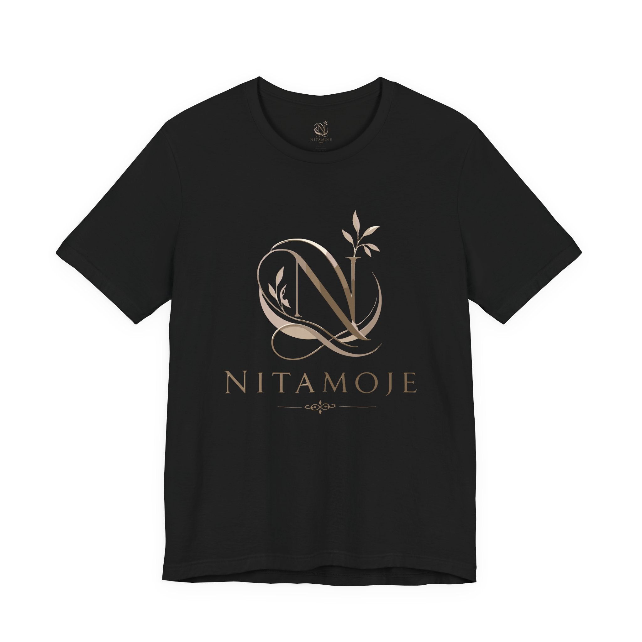 NITAMOJE Monogram Logo Tee — Elegant Botanical Letter N T-Shirt