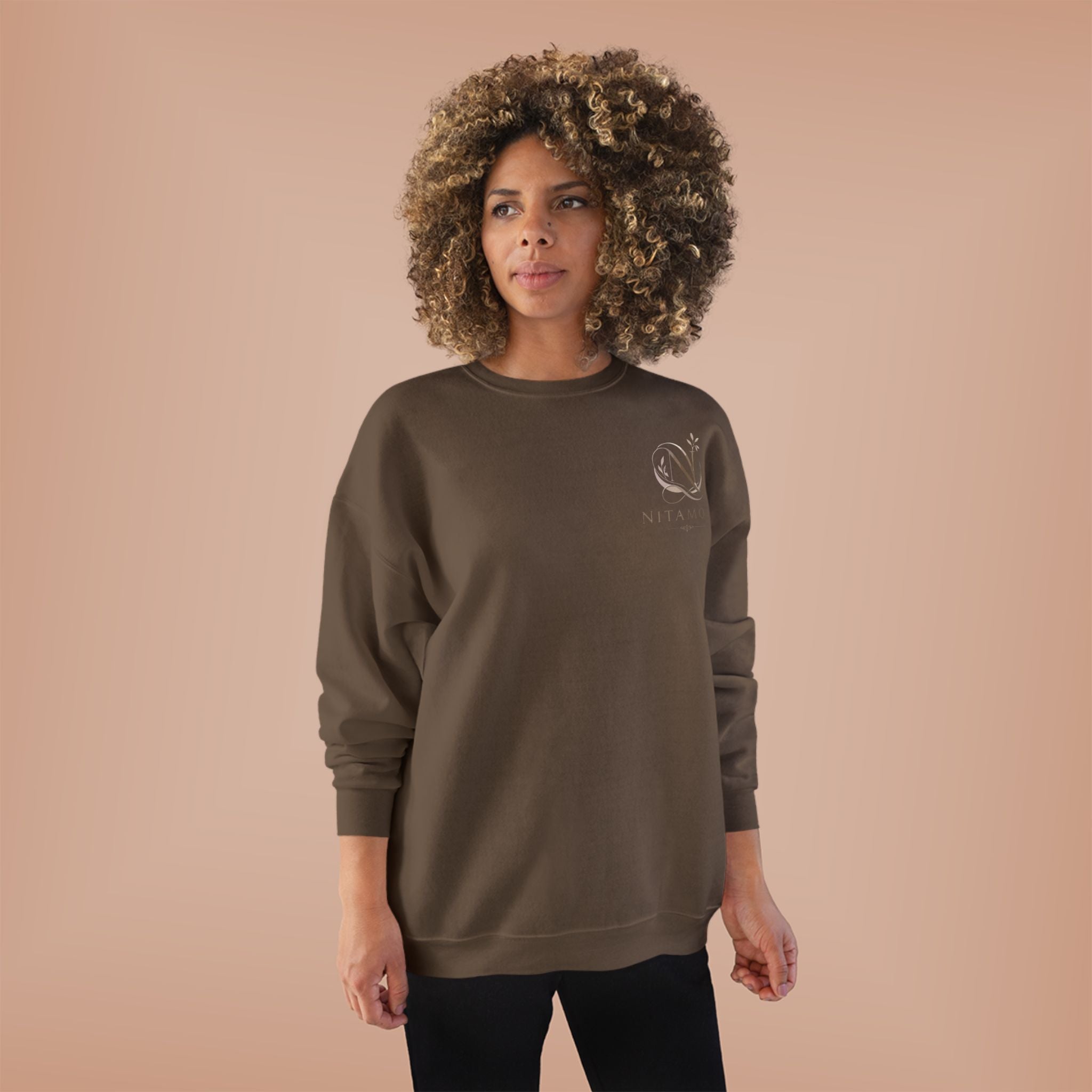 Minimalist 'Meant to B' Crewneck Sweatshirt — Subtle Floral Logo - Nitamoje