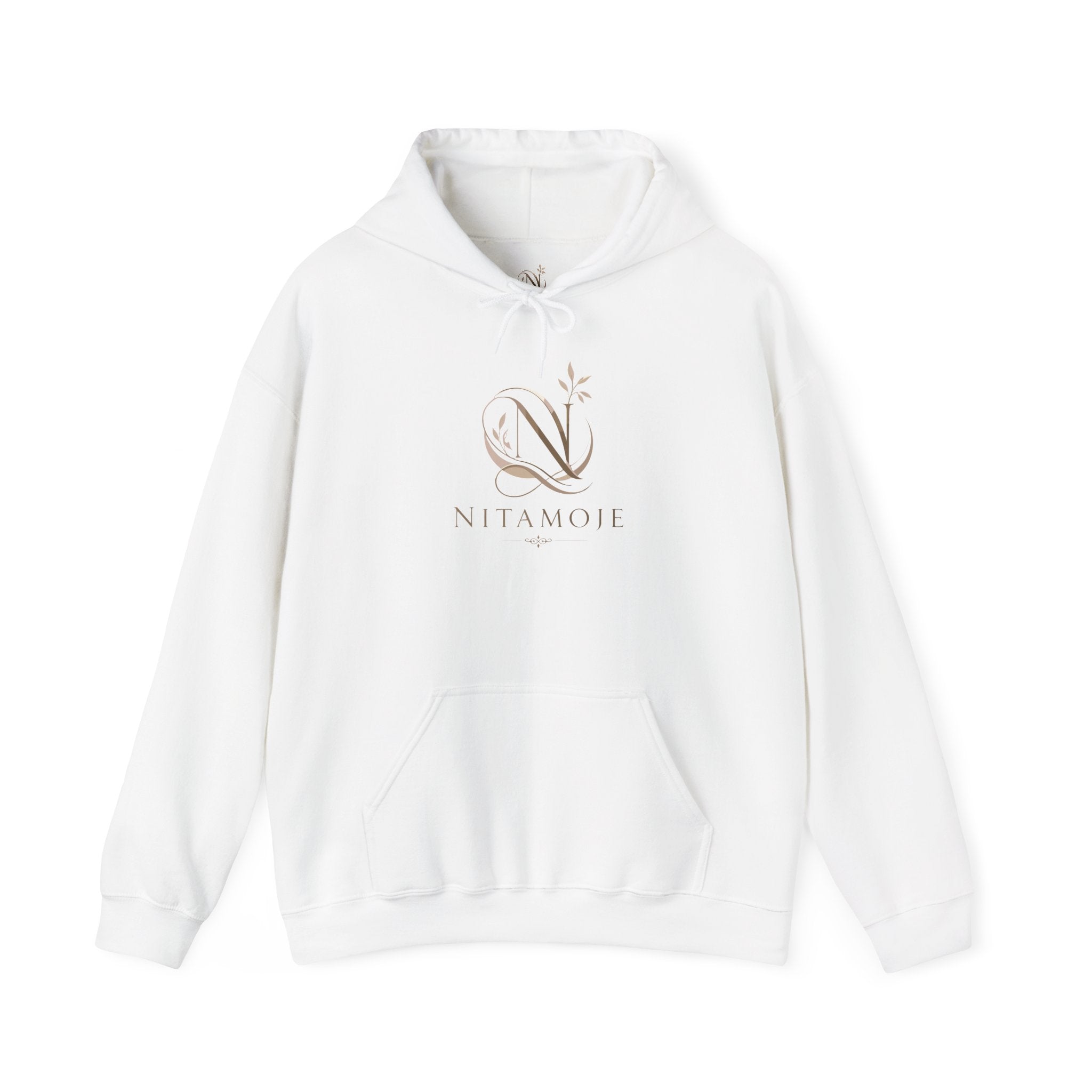 NITAMOJE Floral Monogram Hoodie — Elegant Neutral Logo Pullover
