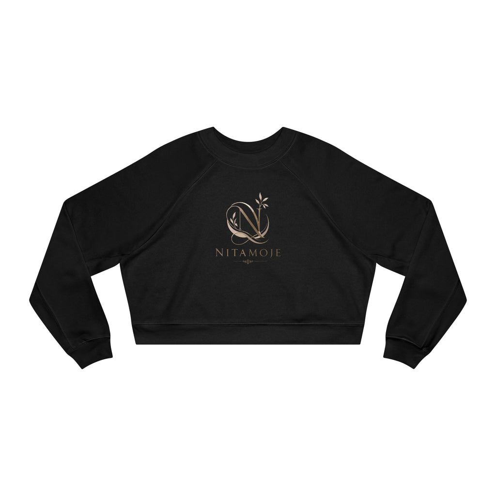 Cropped Fleece Pullover — Minimal Neutral Logo Sweatshirt for Women