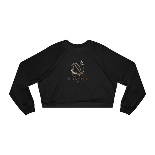Cropped Fleece Pullover — Minimal Neutral Logo Sweatshirt for Women