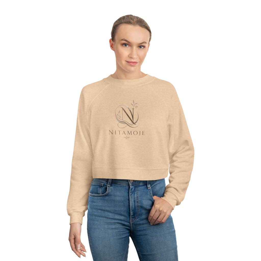 Cropped Fleece Pullover — Minimal Neutral Logo Sweatshirt for Women