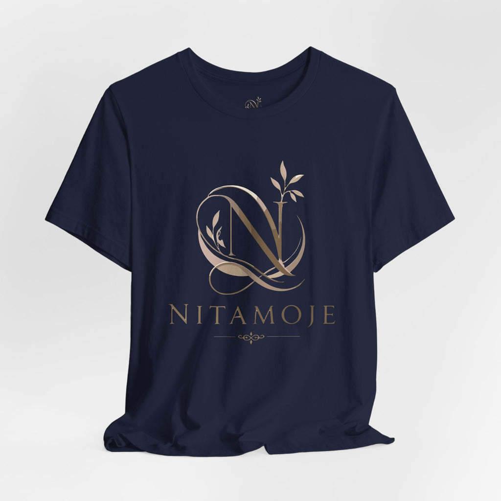 NITAMOJE Monogram Logo Tee — Elegant Botanical Letter N T-Shirt