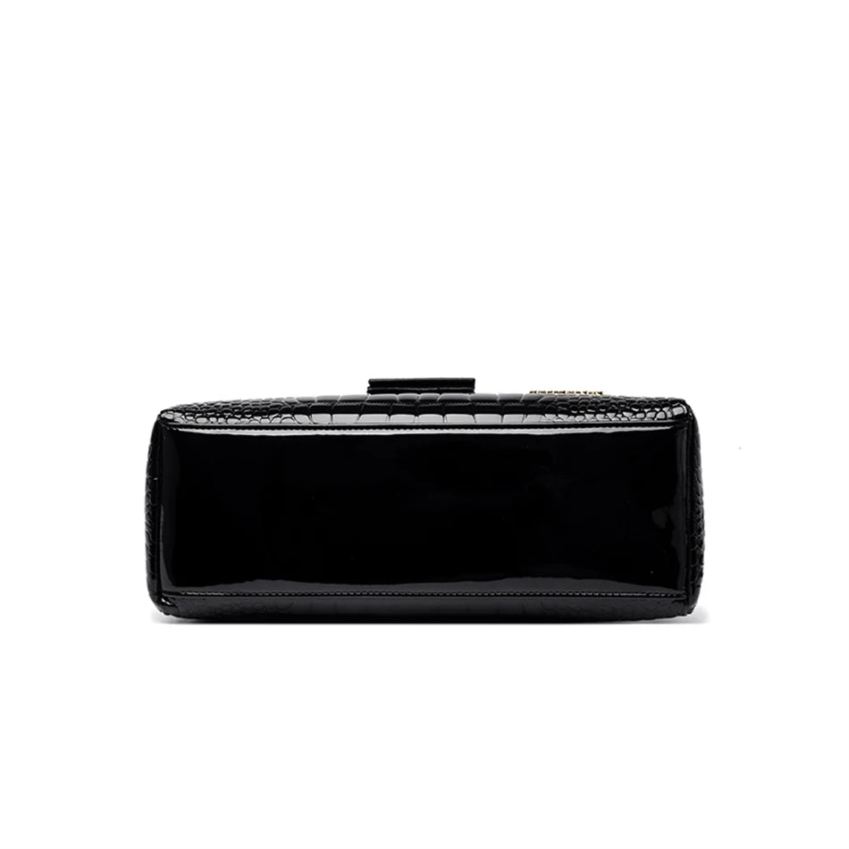 2-Layer Large Capacity Crocodile Pattern Boston Bag
