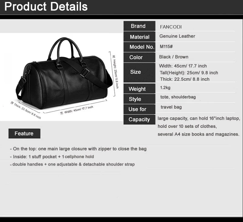 Vintage Crazy Horse Leather Duffle Bag