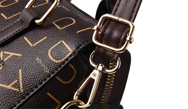 English Letter PU Leather Tassel Handbag