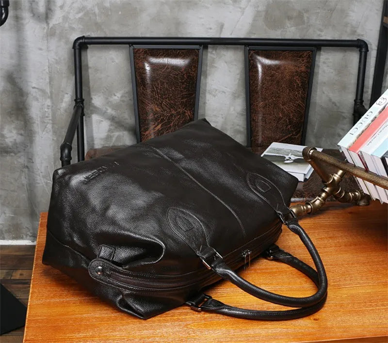 Fashion Genuine Leather Travel Duffle Bag