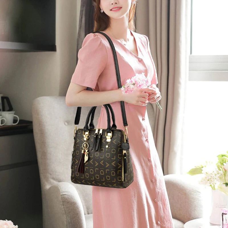 Fashion English Letter Tassel Top-Handle Tote