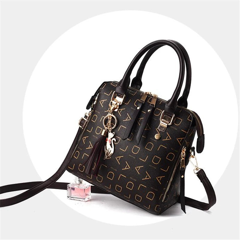 Fashion English Letter Tassel Top-Handle Tote