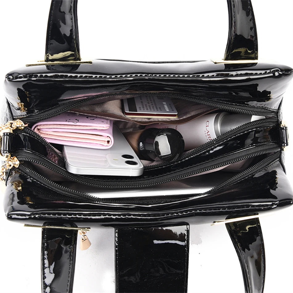 2-Layer Large Capacity Crocodile Pattern Boston Bag