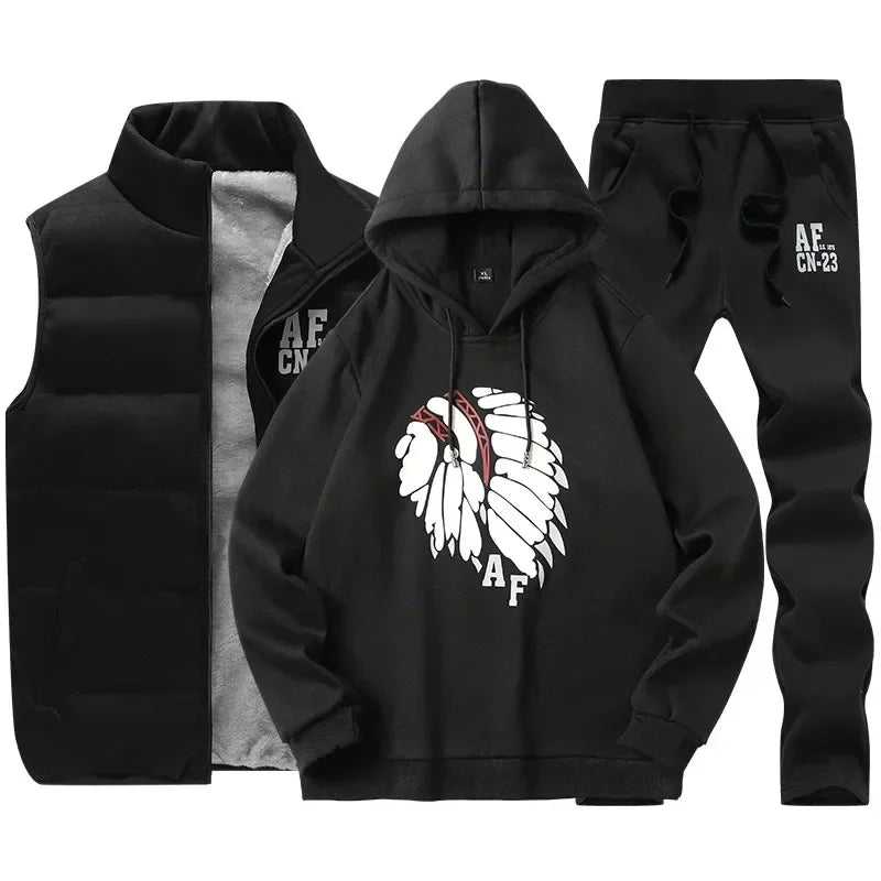 Men's 3-Piece Hoodie, Vest & Pants Set