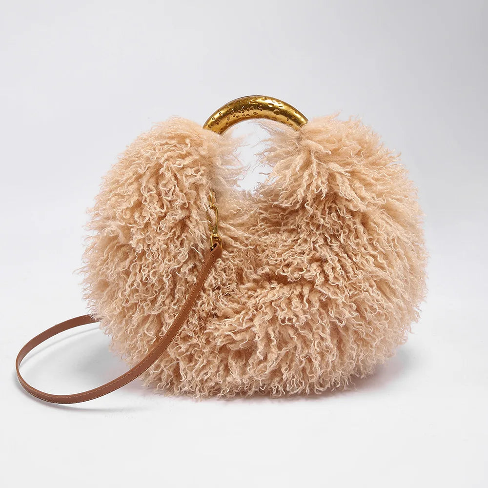 Winter Faux Wool Plush Furry Shoulder Bag