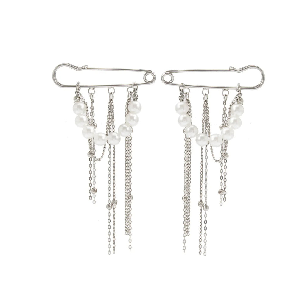 Retro Sweet Imitation Pearl Metal Chain Tassel Pendant Pin Pants Foot Chain  Creative Girl Fashion Sweet Fashion Jewelry