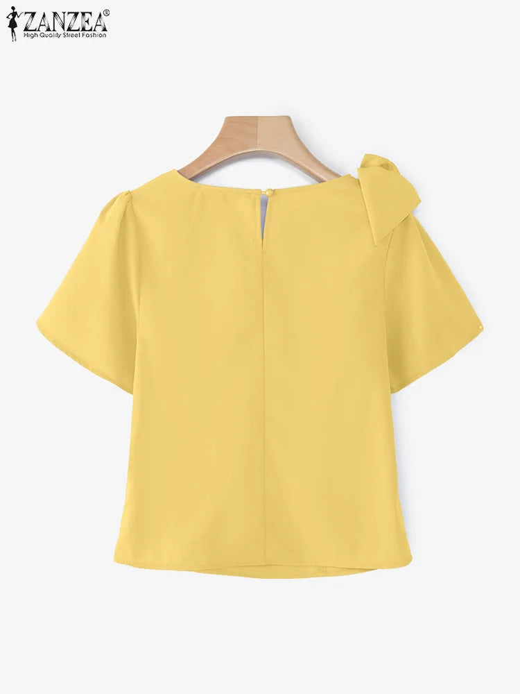 Puff Sve Bow Office Tunic Blouse