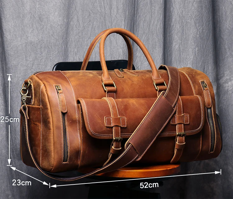 Vintage Crazy Horse Leather Duffle Bag