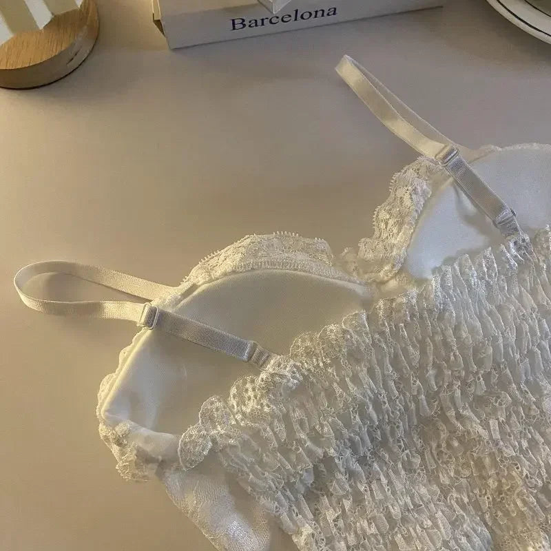 Lace Bandage Corset Sveless Crop Top