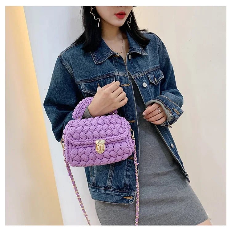 DIY Knitted Rope Woven Chain Shoulder Bag - Nitamoje