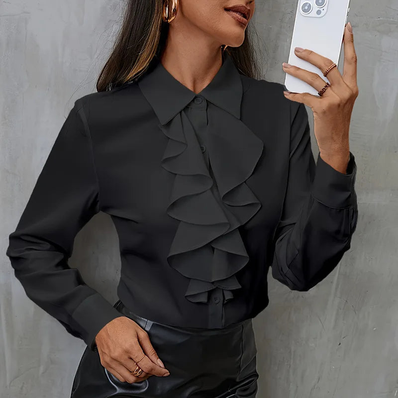 Ruffled Long Sve Work Blouse