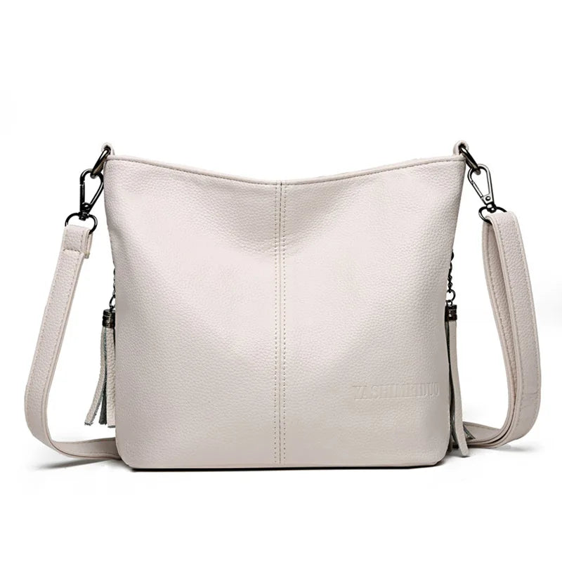 Solid Color High Quality Leather Tote Bag