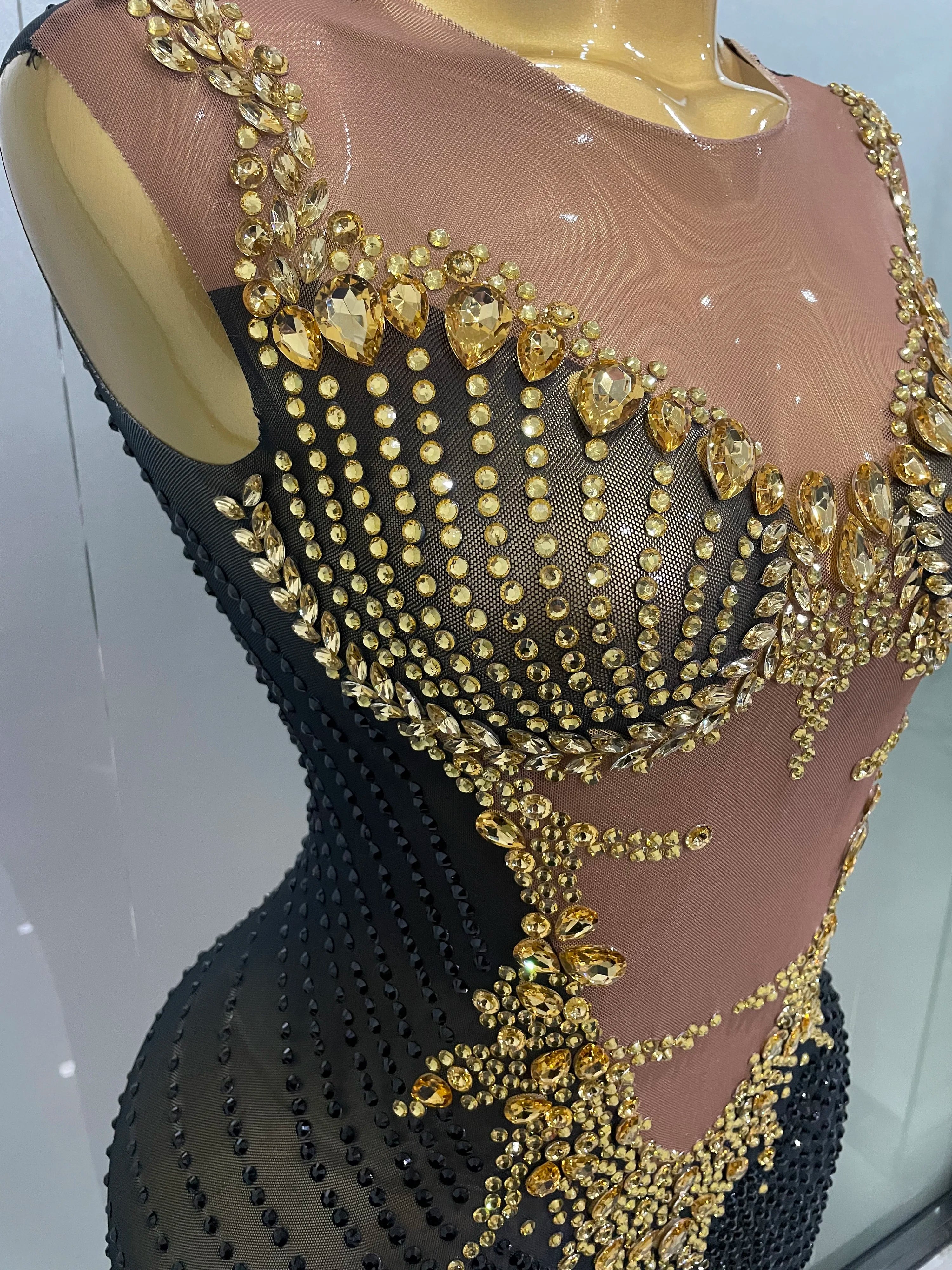 Sparkly Rhinestones Sleeveless Long Dress