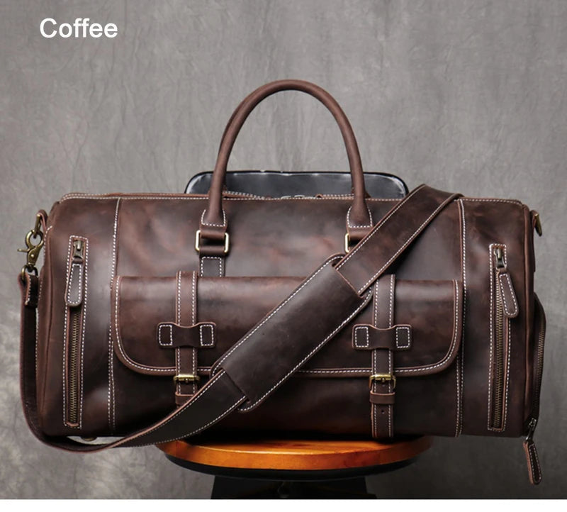Vintage Crazy Horse Leather Duffle Bag