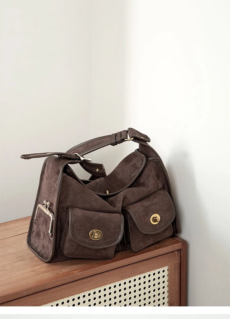 Women's Vintage Suede Pillow Crossbody Shoulder Bag - Nitamoje