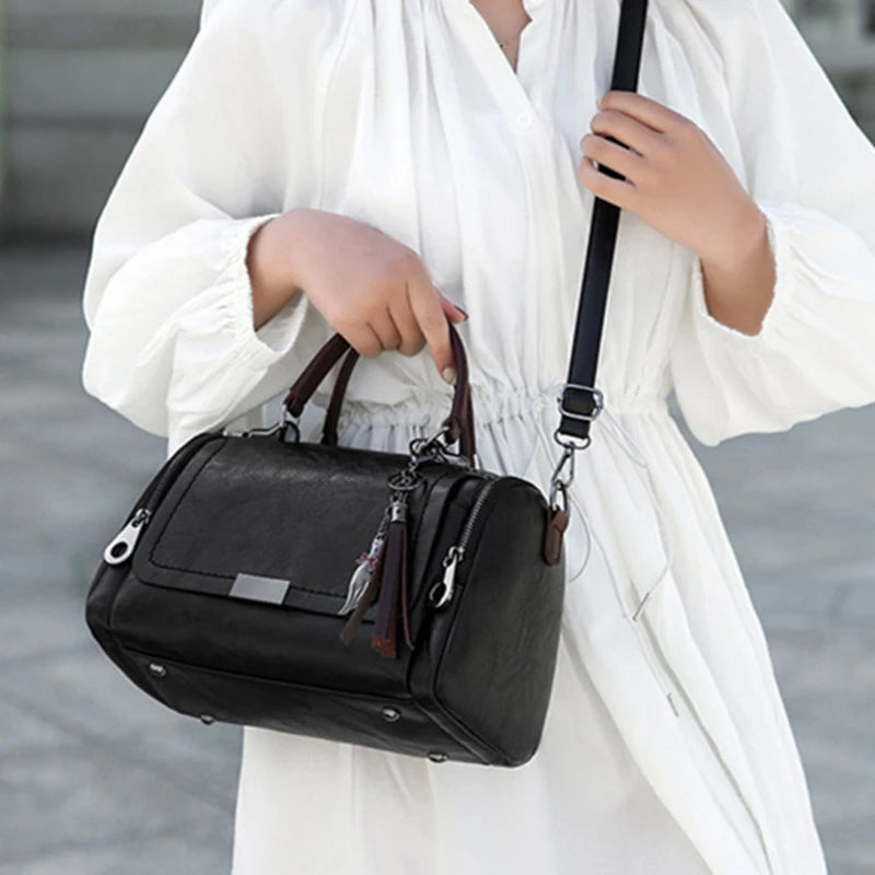 Tassel Decor Large Capacity Boston Crossbody