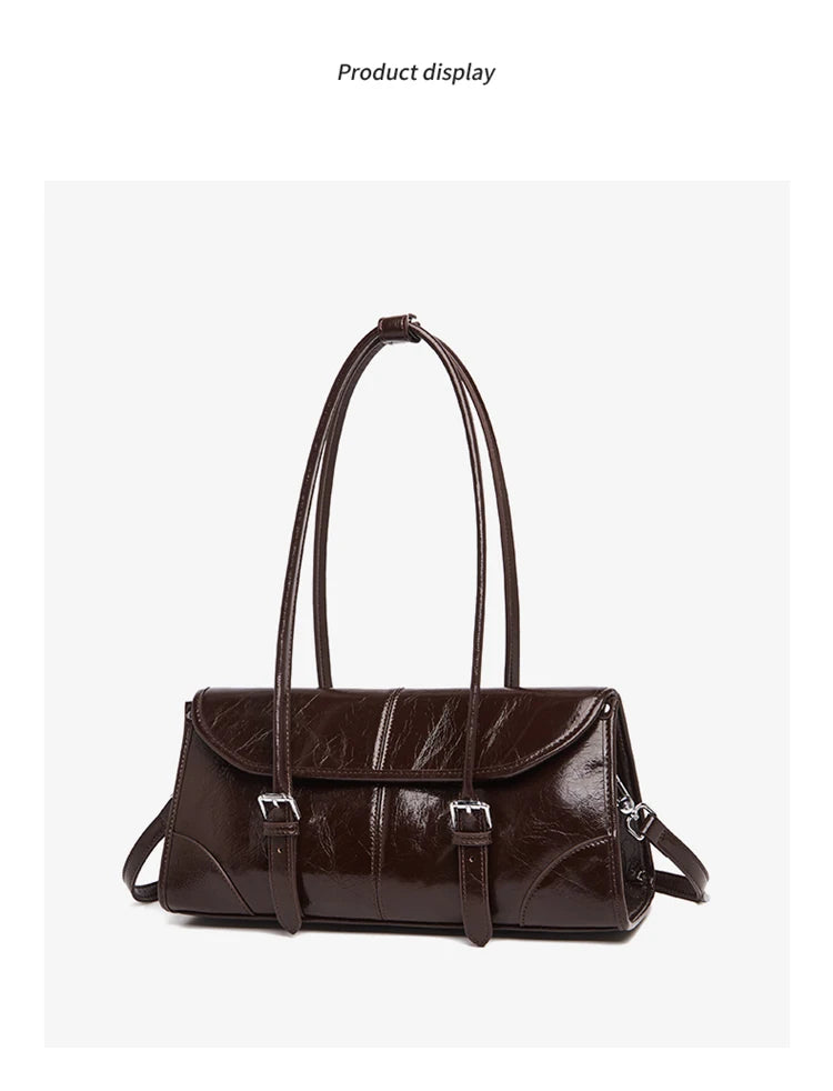 Women's Oversized Genuine Leather Retro Underarm Shoulder Bag