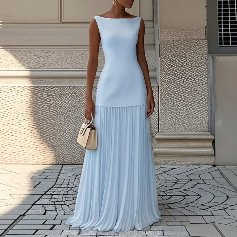 Crew Neck Top Pullover & Pleated Skirts Suit Two Piece Set - Nitamoje