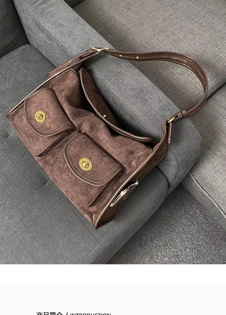 Suede Pillow Shoulder Crossbody Bag