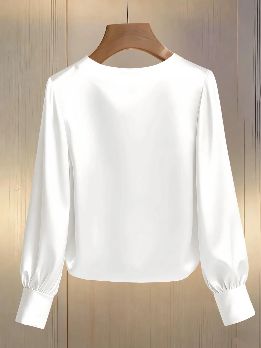 Pearl O-Neck Satin Boho Blouse