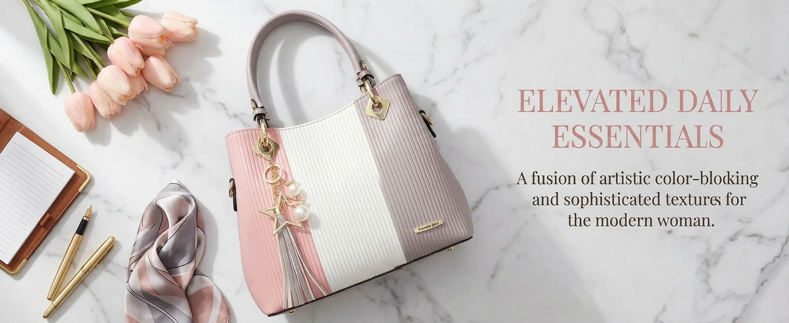 PU Leather Waterproof Multi-Pocket Tote Bag