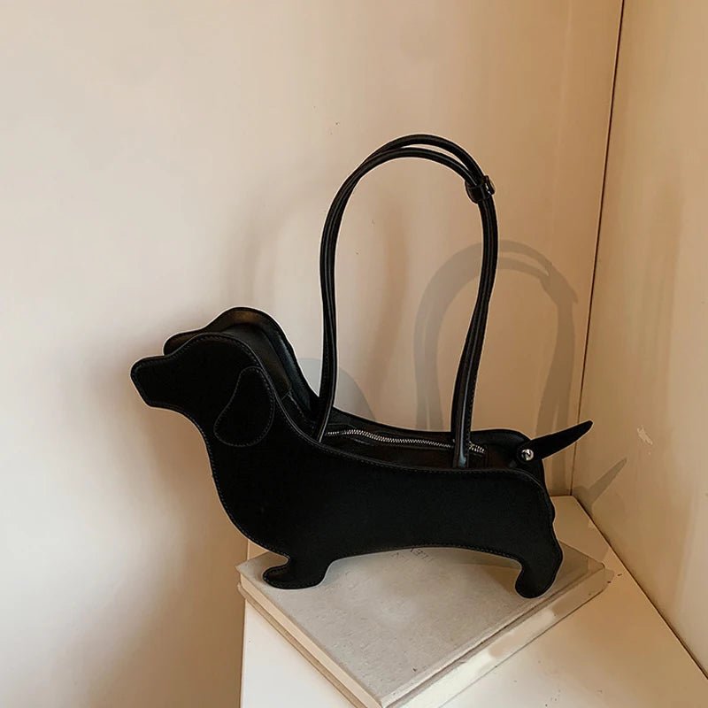 Three - dimensional Dachshund Shoulder Bag PU Leather Retro Handbag Design Underarm Bag For Women Trend Commut Bag - Nitamoje