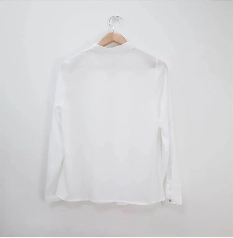 Solid Blouses Women Chiffon Shirts Long Sve flattering Hollow chic All-match Basic Spring Summer Tops Thin Chic Elegant Female Ins