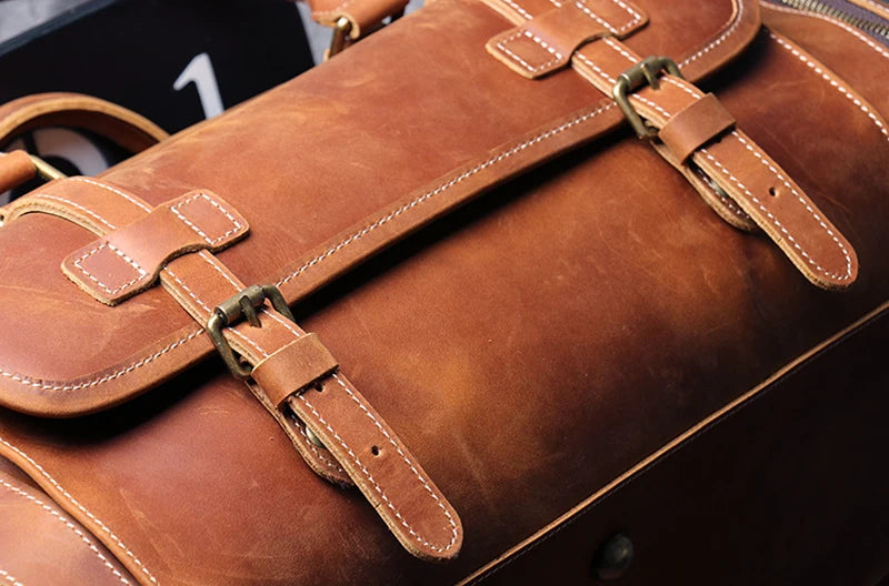 Vintage Crazy Horse Leather Duffle Bag