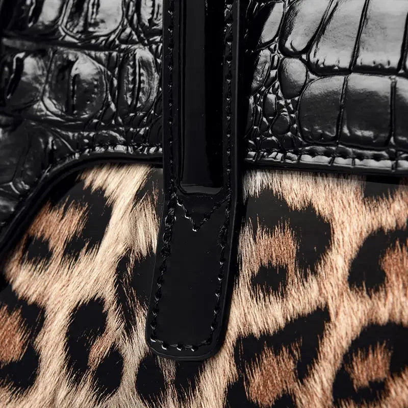 Leopard Print Patent Leather Luxury Crossbody Bag